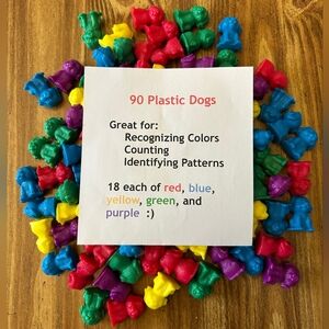 Set of 90 Colorful Plastic Dogs For Childhood Education